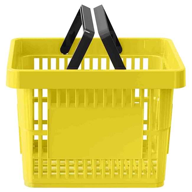 Panier magasin libre-service - 2 anses - 13L - Jaune