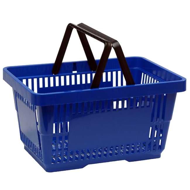 Panier magasin libre-service - 2 anses - 22L - Bleu