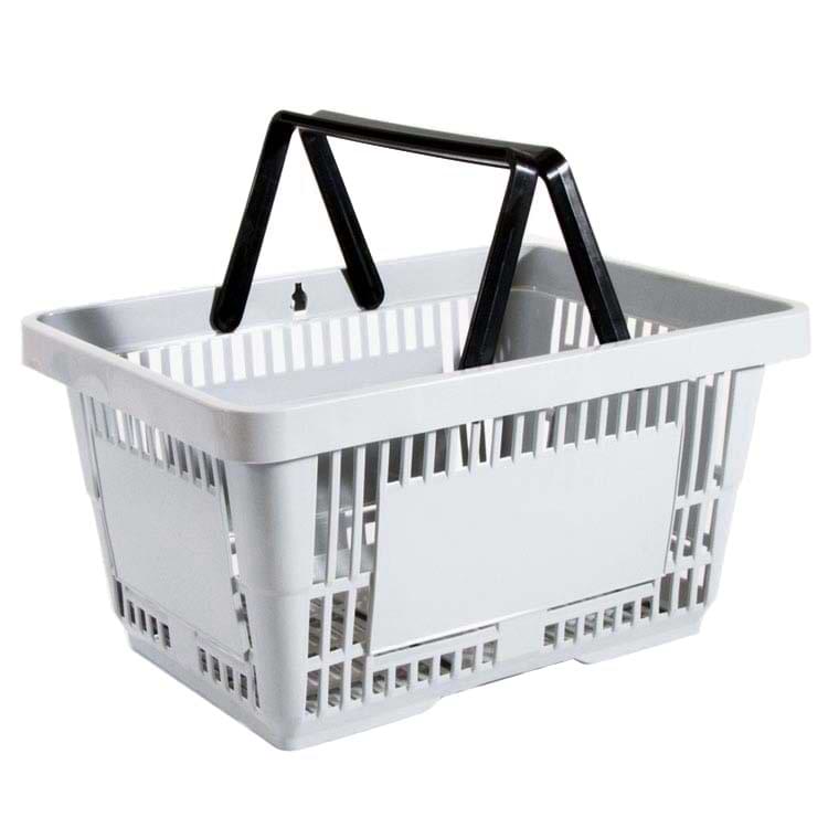 Panier magasin libre-service - 2 anses - 22L - Gris