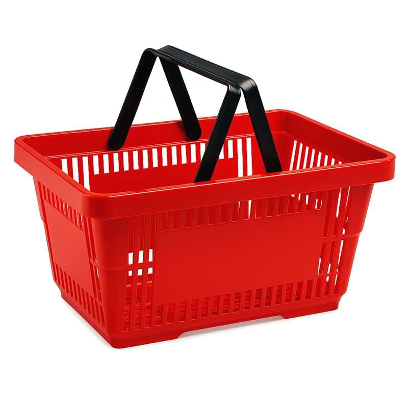 Panier magasin libre-service - 2 anses - 22L - Rouge