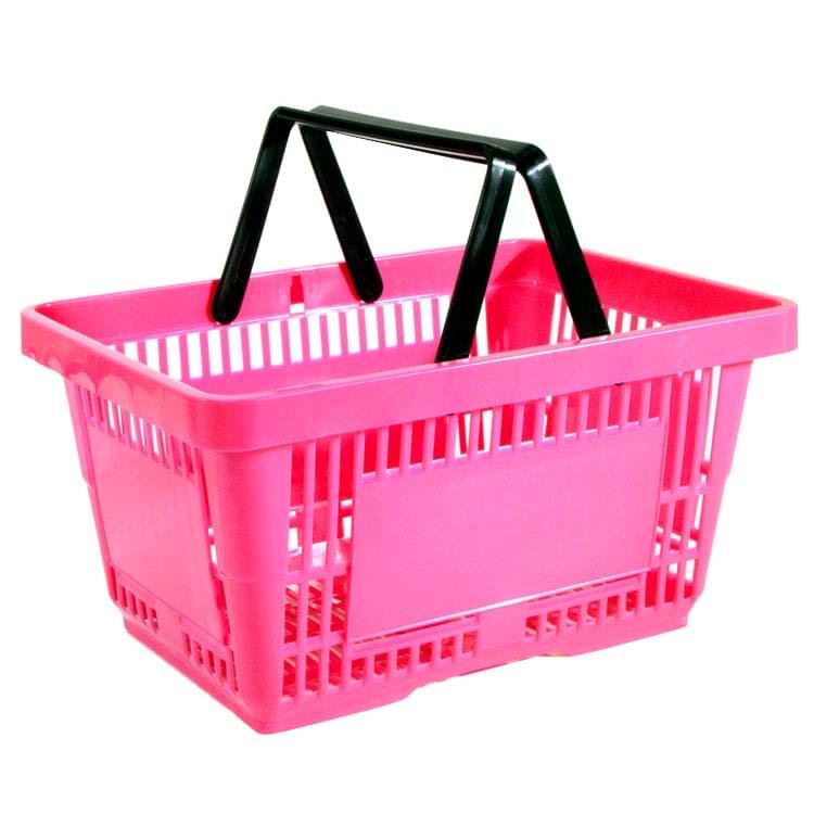 Panier magasin libre-service - 2 anses - 22L - Rose