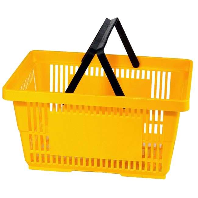 Panier magasin libre-service 28L - 2 anses - Jaune