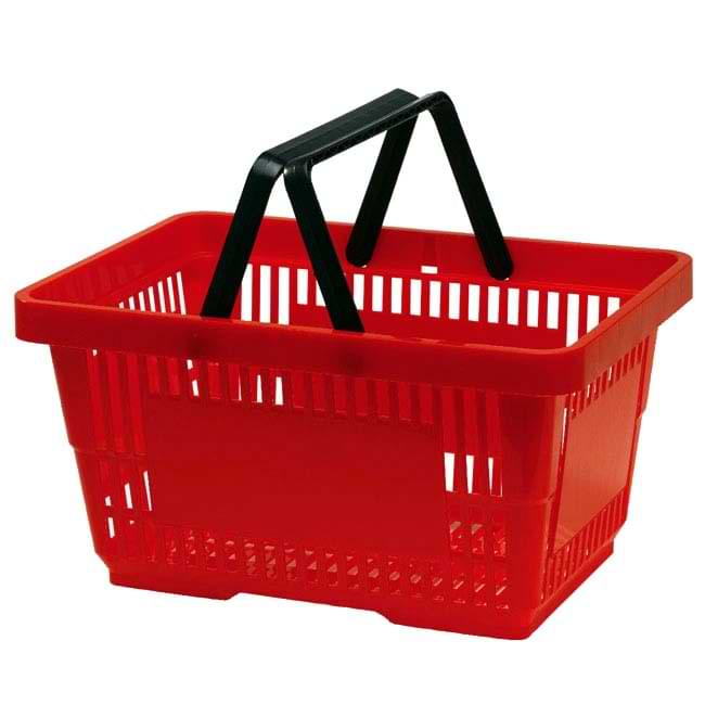 Panier magasin libre-service 28L - 2 anses - Rouge