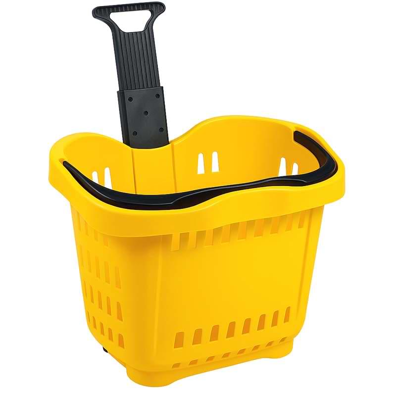 Panier sur roulettes 43L - Jaune
