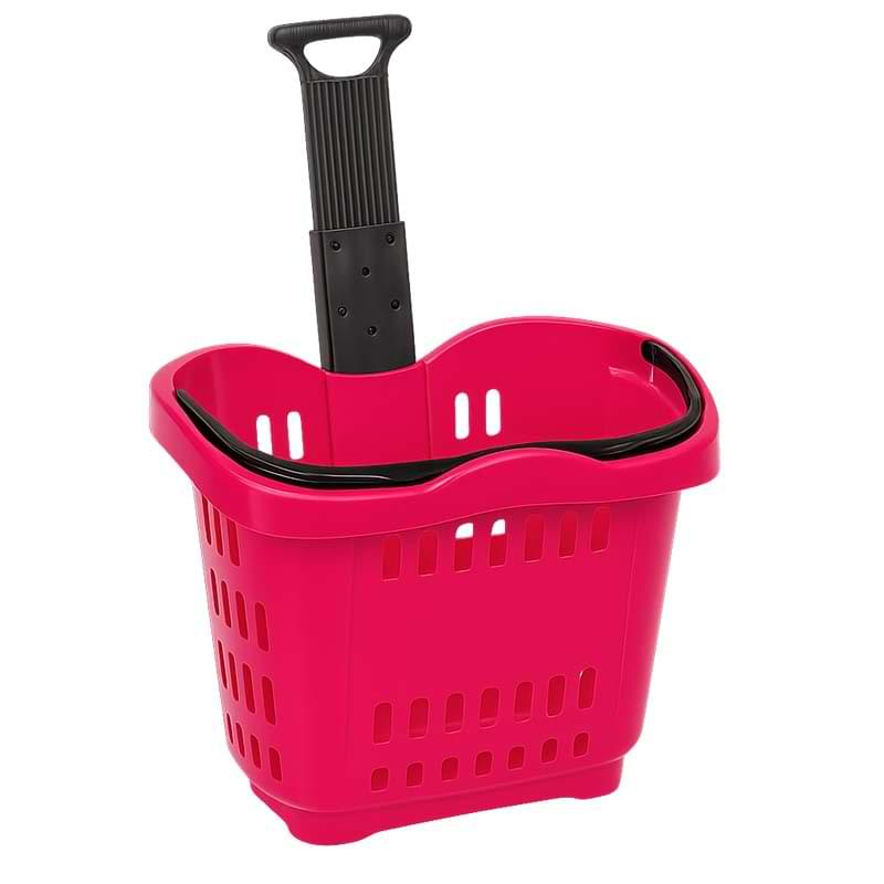 Panier sur roulettes 43L - Rose magenta