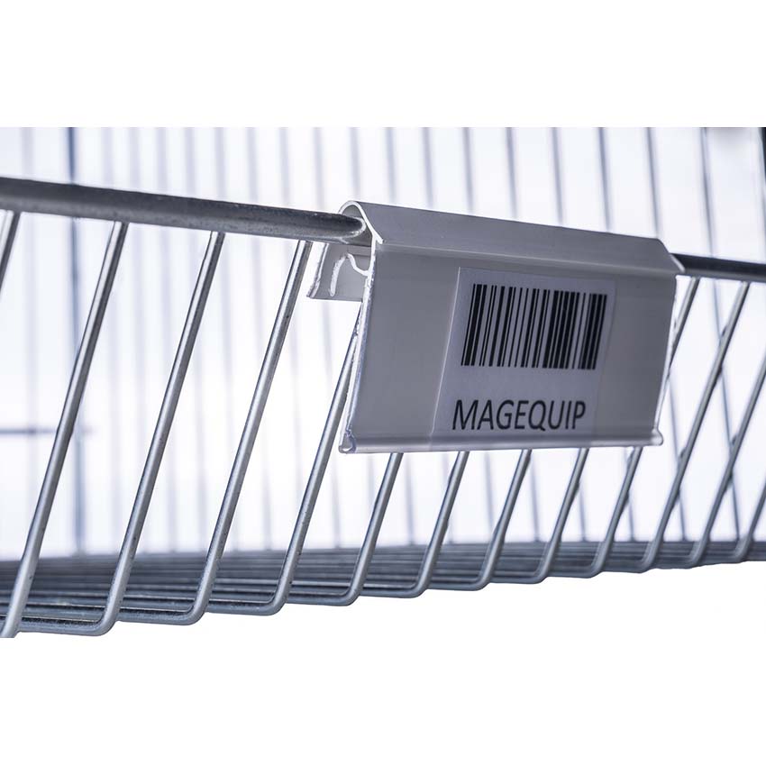 Porte-étiquette panier fil 25° - L. 105 mm - Blanc