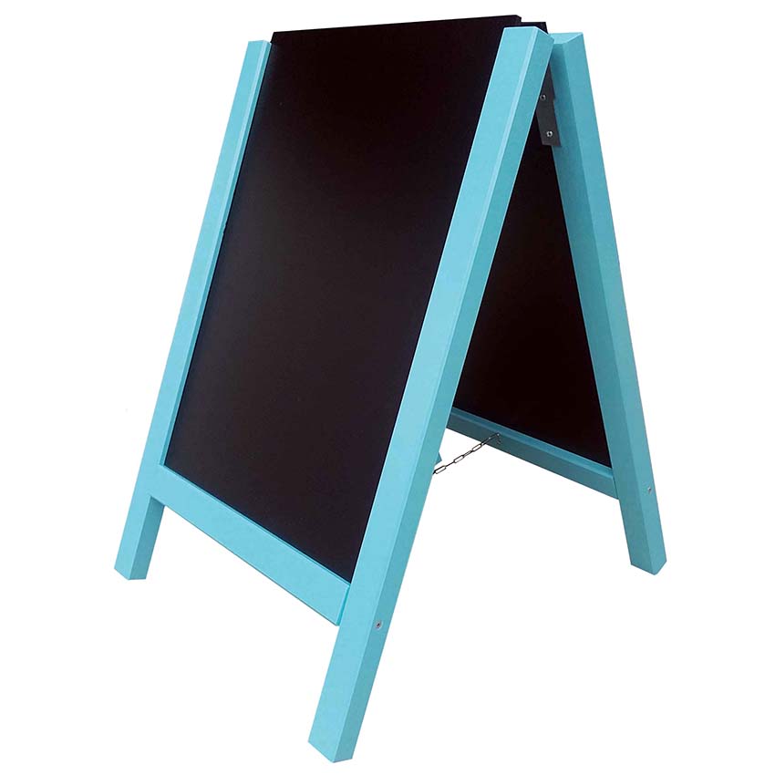 Chevalet bois ardoise réversible - H. 90 X 58 cm - Bleu ciel