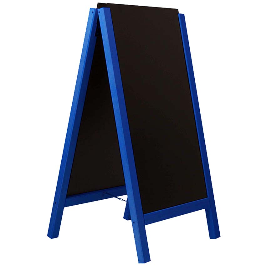 Chevalet bois ardoise réversible - H. 117 X 58 cm - Bleu mer