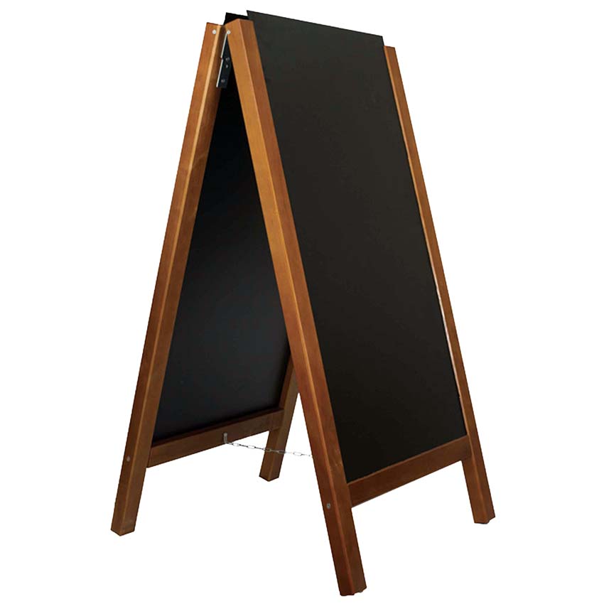 Chevalet bois ardoise réversible - H. 117 X 58 cm - Teinté chêne