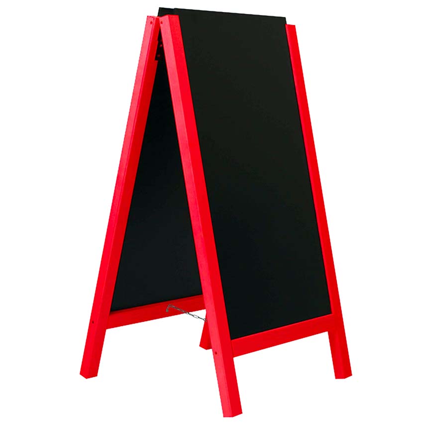 Chevalet bois ardoise réversible - H. 117 X 58 cm - Rouge vin