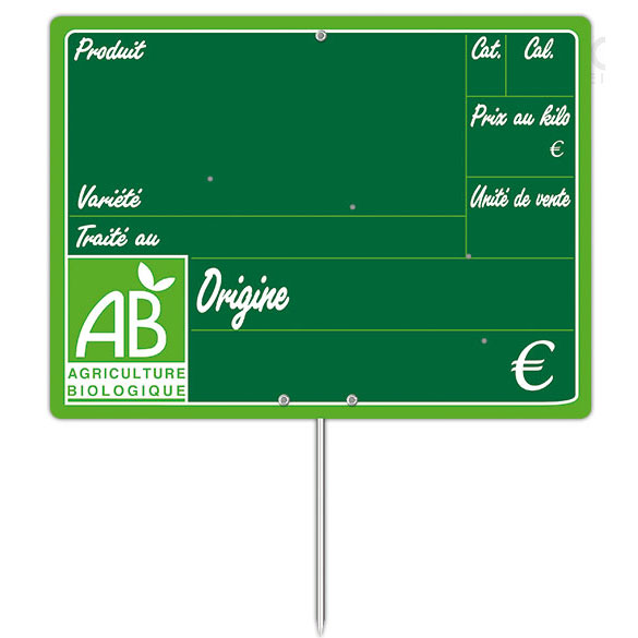 Etiquette fruits et légumes BIO 15 X 20 cm - A pique
