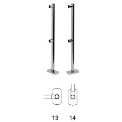 Pied de guidage chromé - D. 48 X H. 1085 mm avec embase - 2 manchons