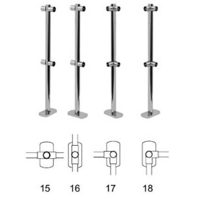 Pied de guidage chromé - D. 48 X H. 1085 mm avec embase - 4 manchons