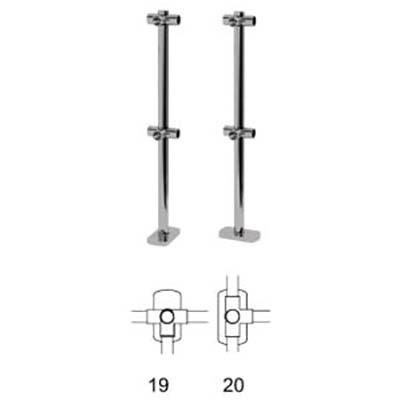 Pied de guidage chromé - D. 48 X H. 1085 mm avec embase - 6 manchons