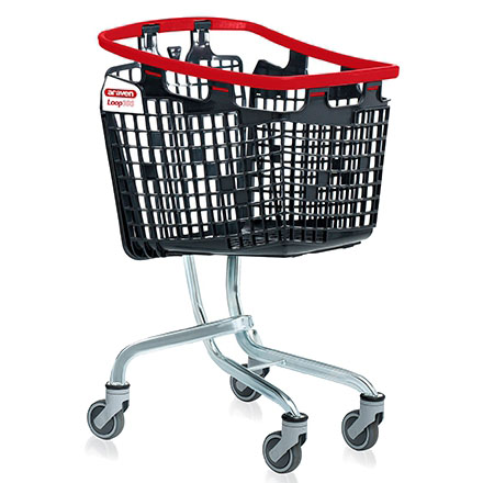 Chariot panier Loop avec consigneur 100L - Poignée rouge