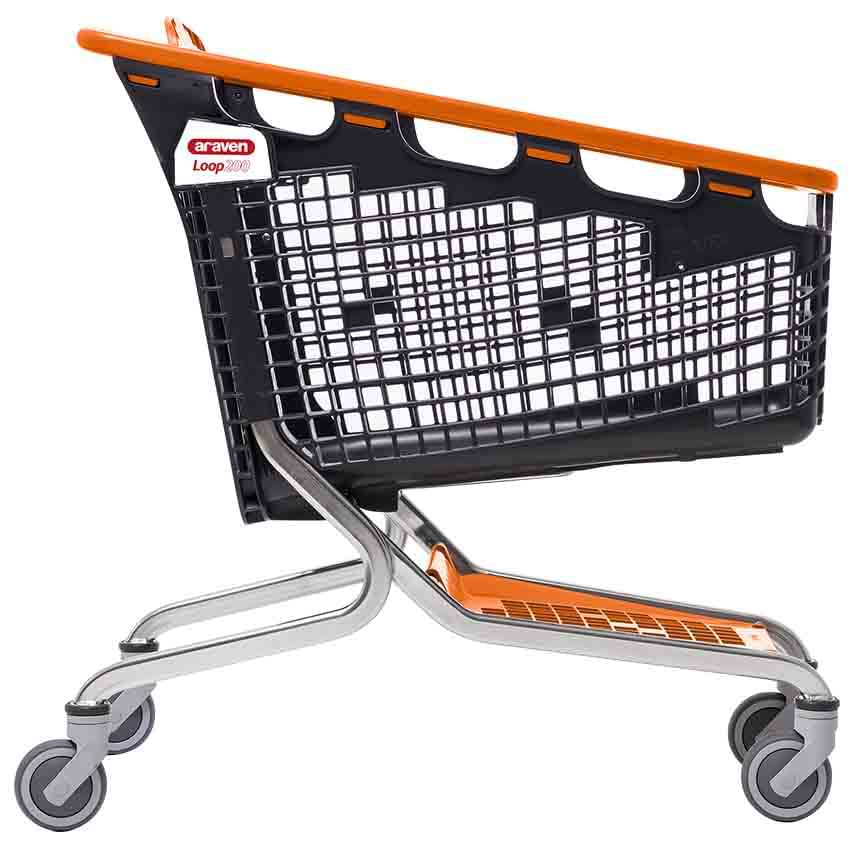 Chariot Loop 200L - Version complète - Poignée et plateau inférieur Orange RAL 2008