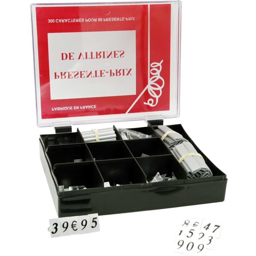 Boite de N° pour affichage prix - H. 10 X L. 18 mm - Alu