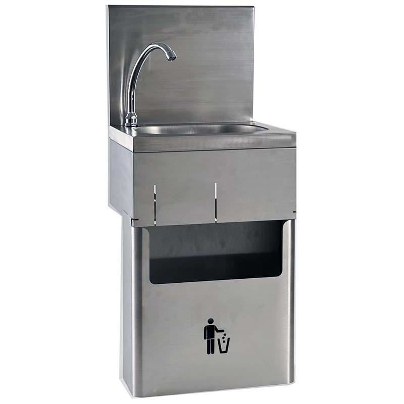 Lave-mains à jupe complet Inox 304 + Poubelle intégrée