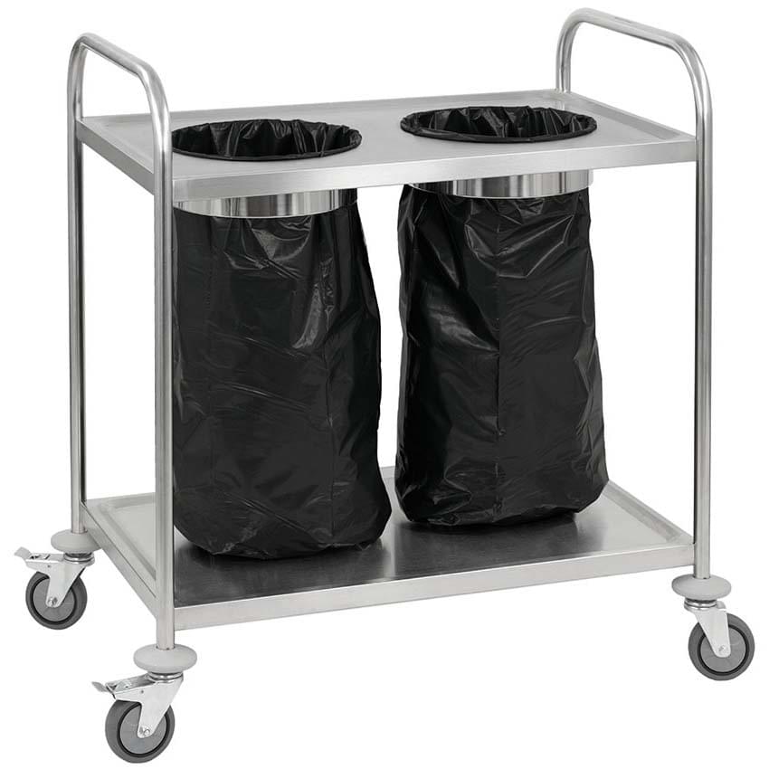 Chariot porte-poubelle en inox