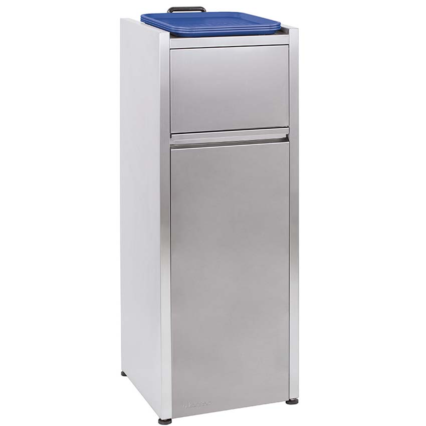 Borne à déchets à trappe basculante inox - 110L