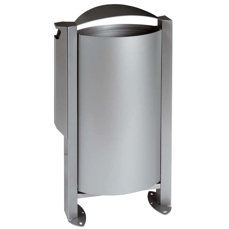 Corbeille sur pied 60L avec cendrier - Gris métal RAL 9006