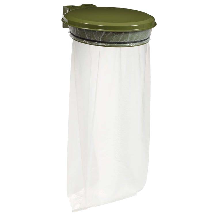 Collecteur porte-sac mural intérieur avec couvercle - Vert olive RAL 6003
