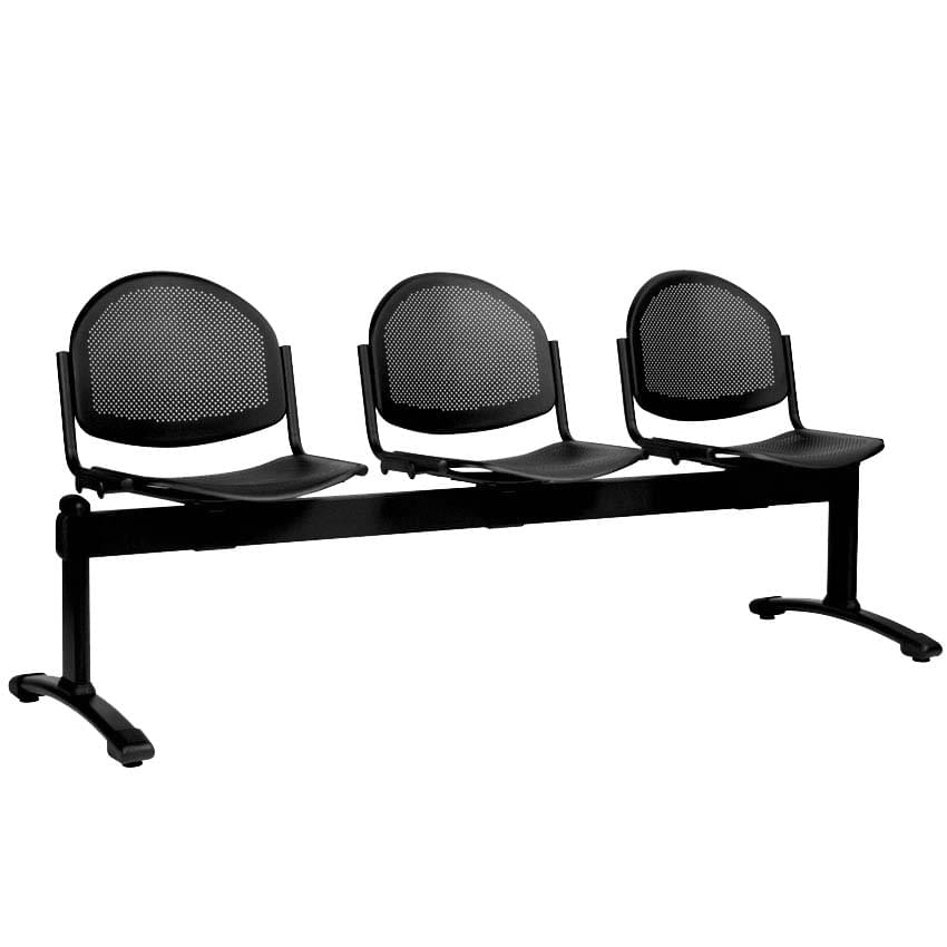 Siège sur poutre acier noir - 3 places