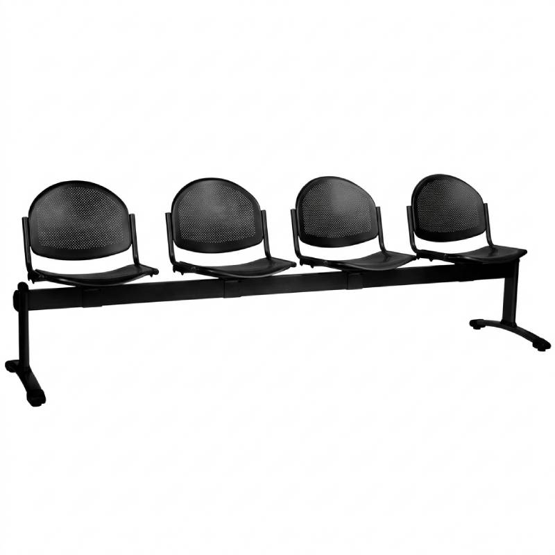 Siège sur poutre acier noir - 4 places