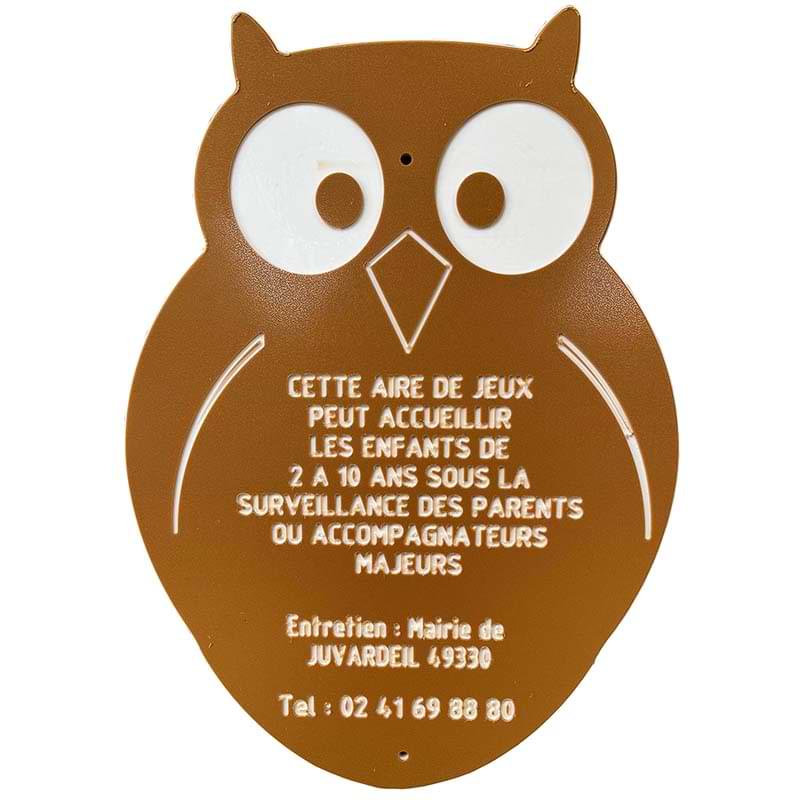 Panneau réglementaire aire de jeux (Marquage inclus) - Figurine Hibou
