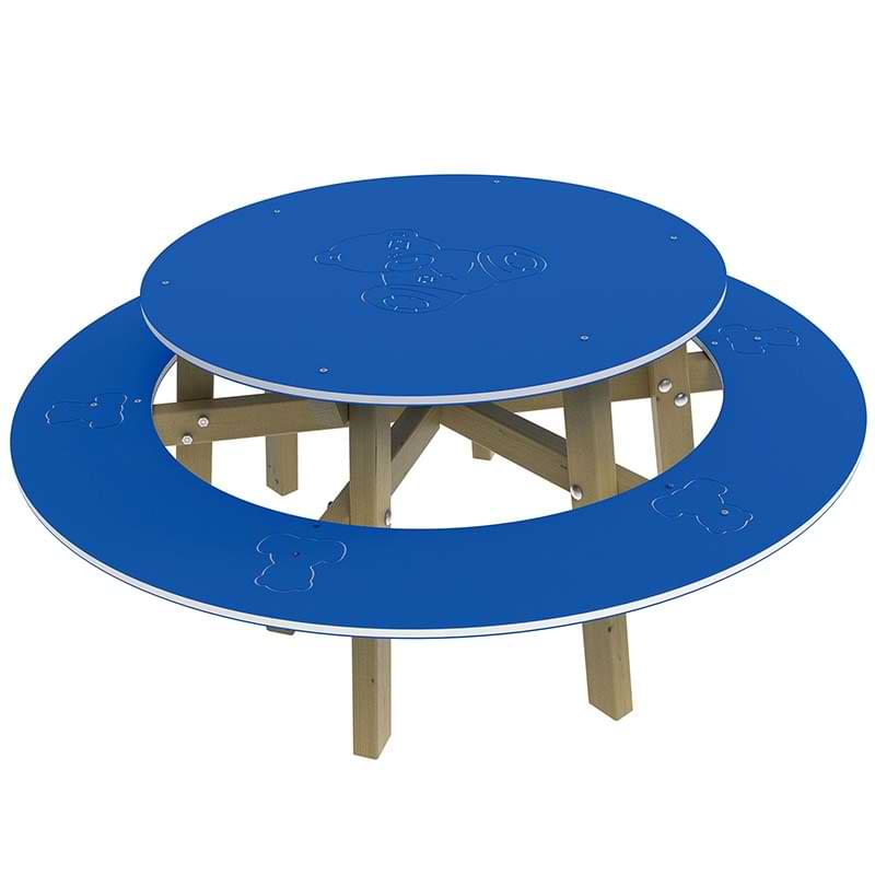 Table banc enfant ronde Ourson - 6 places - Assise hauteur 450 mm