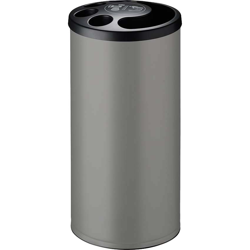 Collecteur de gobelets (capacité 800 gobelets) + corbeille 25L - Gris métal RAL 9022