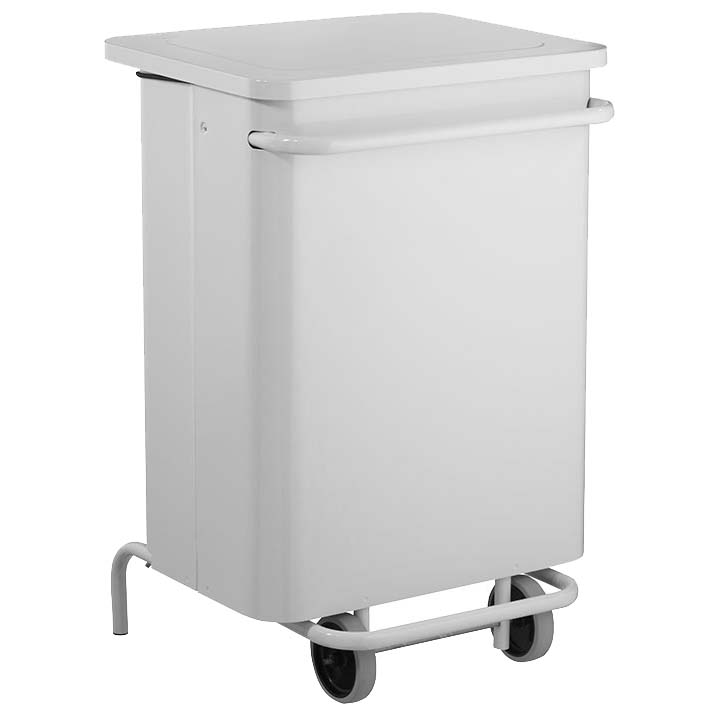 Collecteur mobile à pédale 70L - Blanc RAL 9016