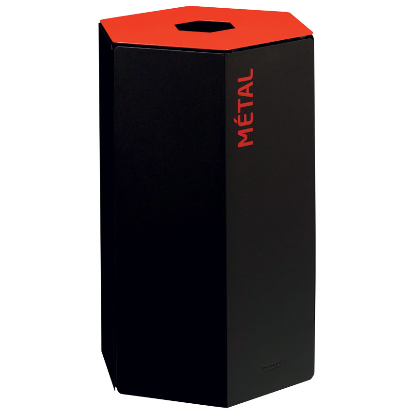 Poubelle tri-sélectif 50L - Sans serrure - Rouge RAL 3020 / Métal