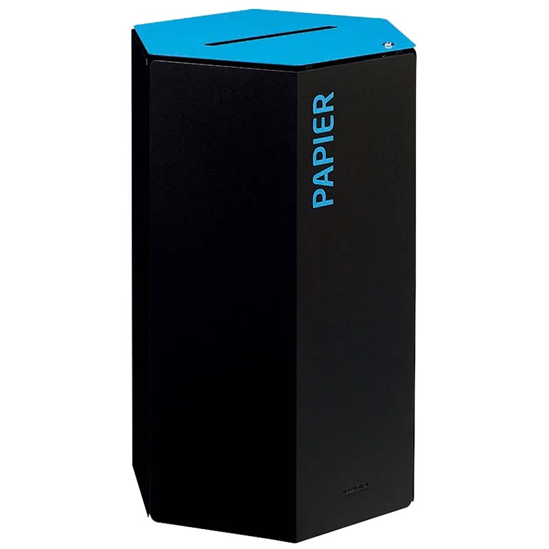 Poubelle tri-sélectif 50L - Avec serrure - Bleu RAL 5015 / Papier