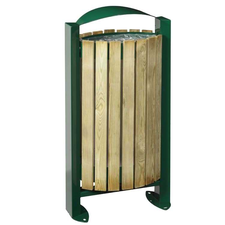 Corbeille lattes bois 60L - Vert mousse RAL 6005