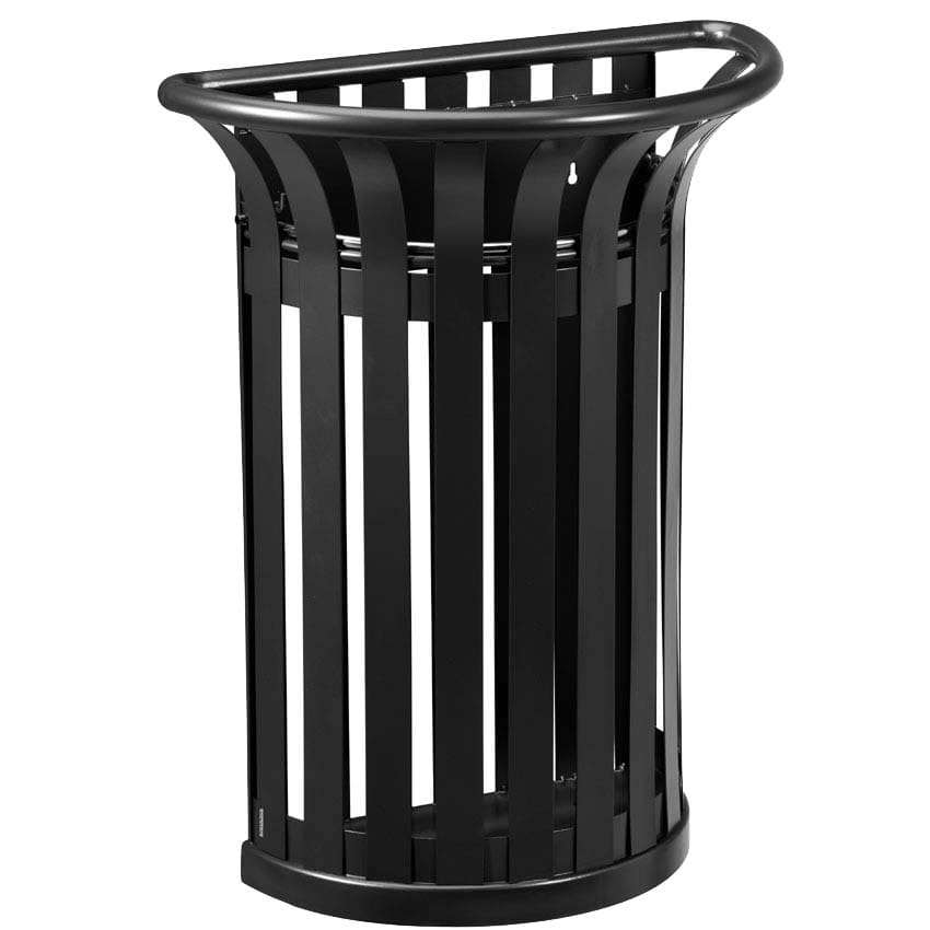 Corbeille tulipe demi-lune 35L - Fixation murale - Gris manganèse