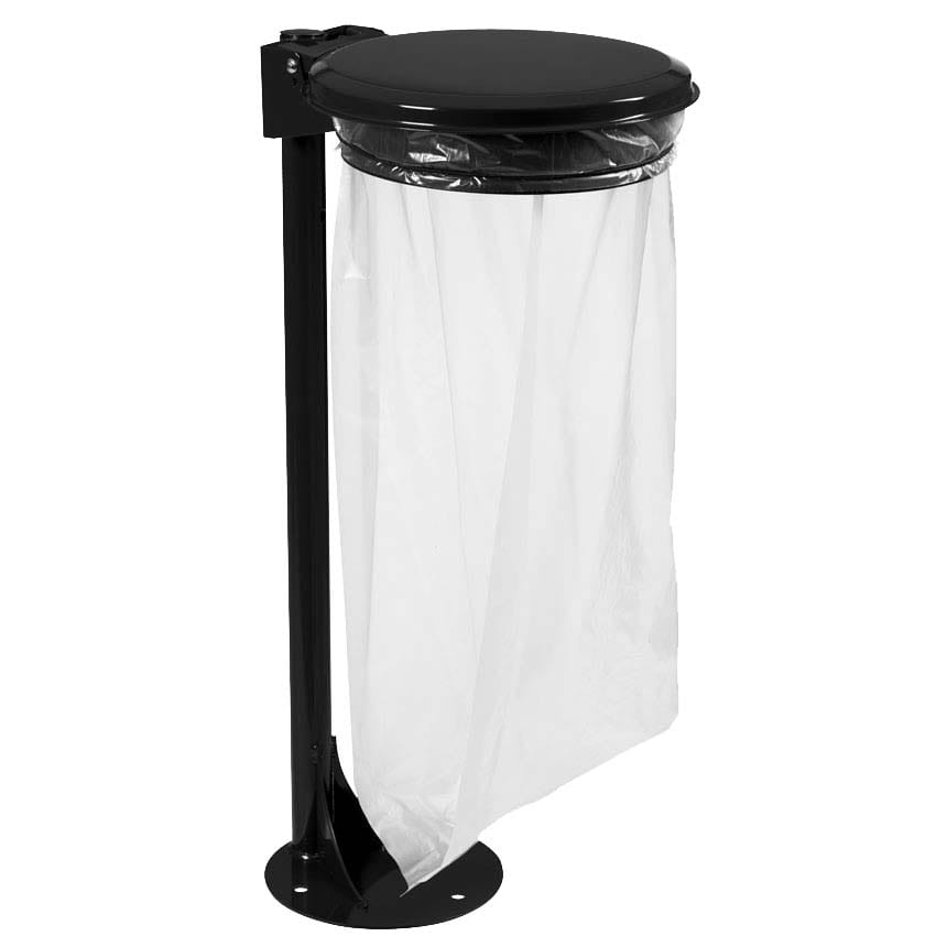 Support sac 110L sur pied avec platine - Avec couvercle - Gris manganèse