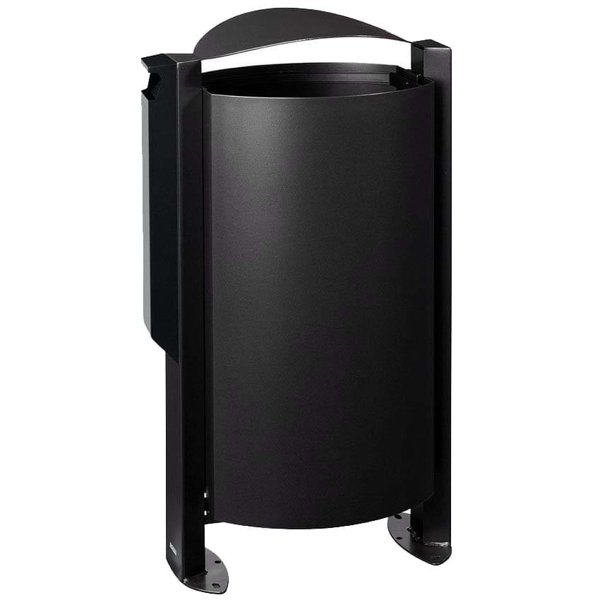 Corbeille sur pied 100L avec cendrier - Gris manganèse