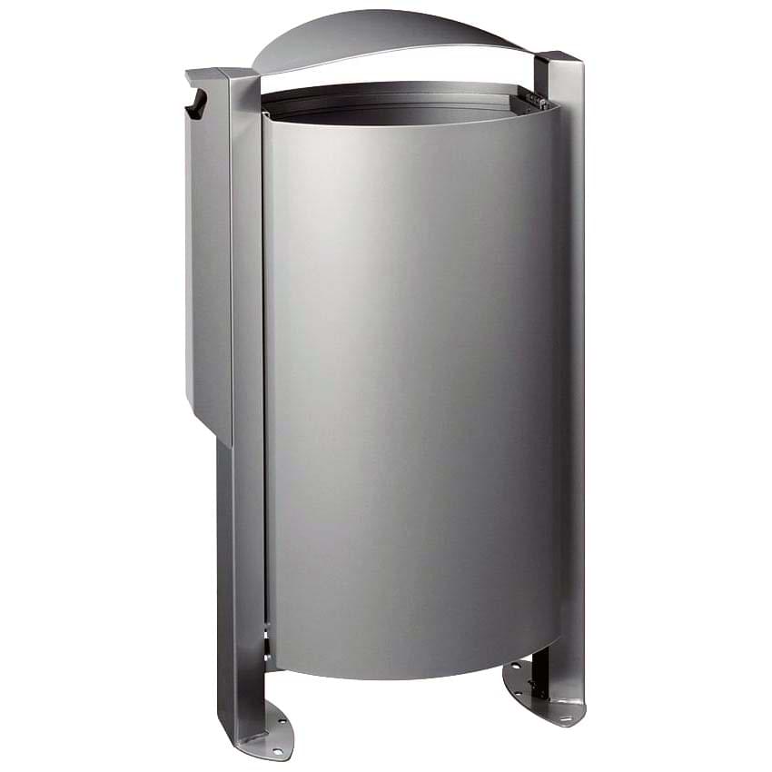 Corbeille sur pied 100L avec cendrier - Gris métal RAL 9006