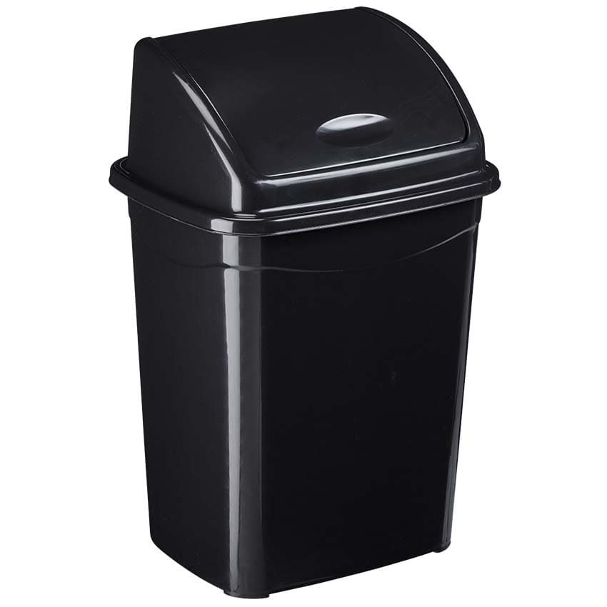 Poubelle plastique recyclé noir couvercle basculant - 35L
