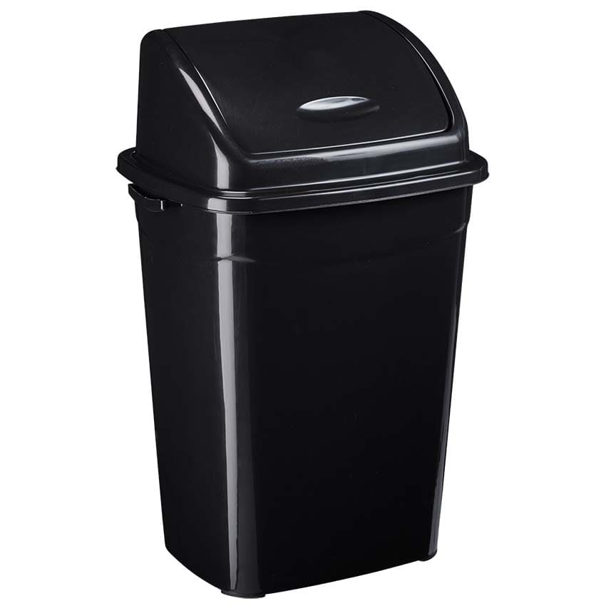 Poubelle plastique recyclé noir couvercle basculant - 50L