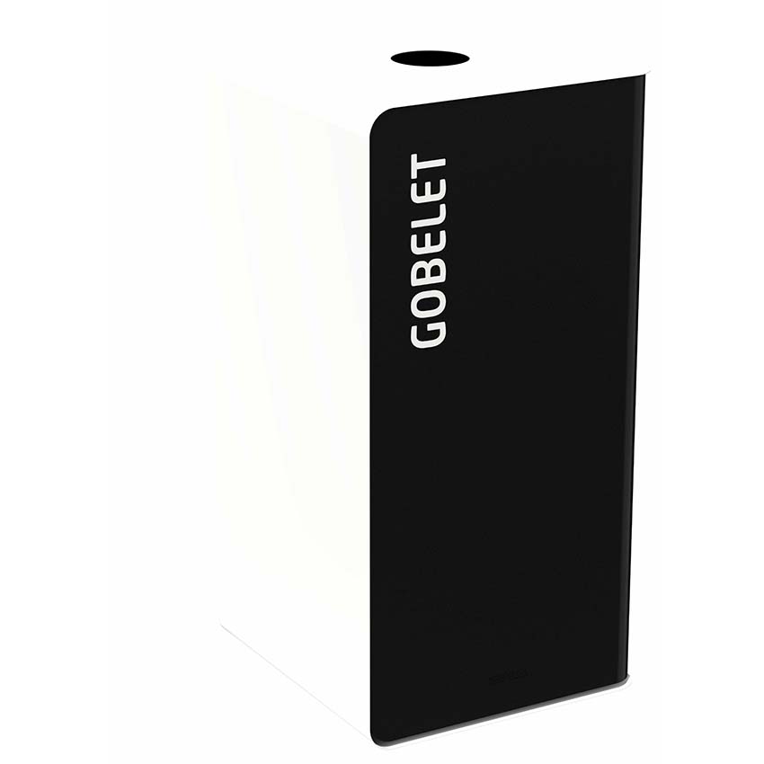 Borne de tri sélectif support sac 75L - Blanc RAL 9016 / Gobelets