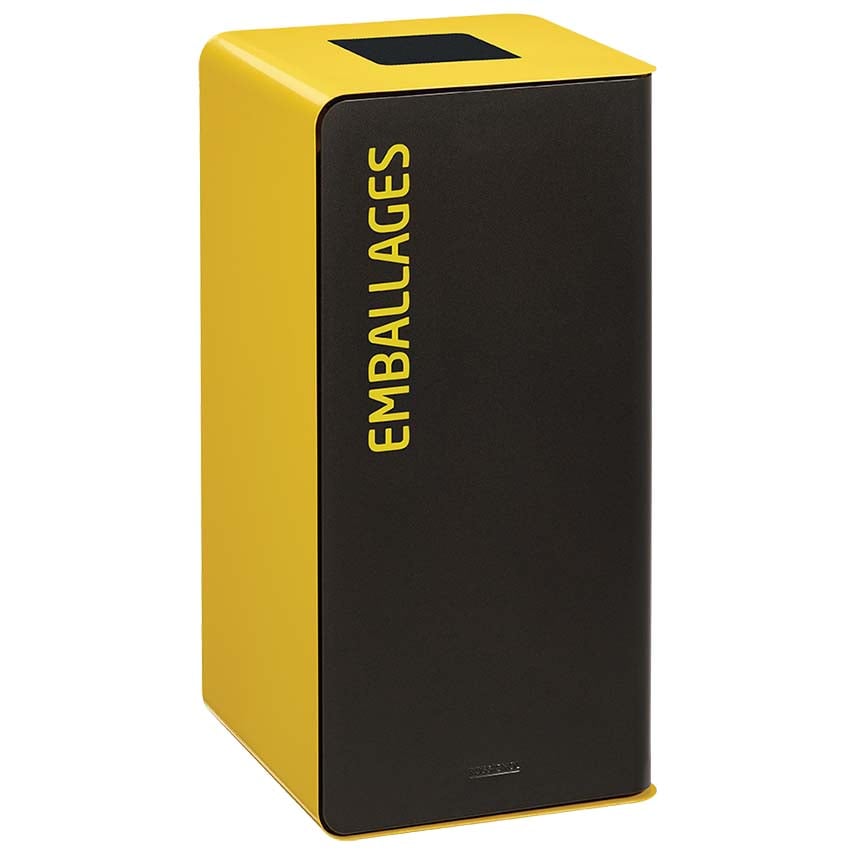 Borne de tri sélectif support sac 75L - Jaune RAL 1021 / Emballages