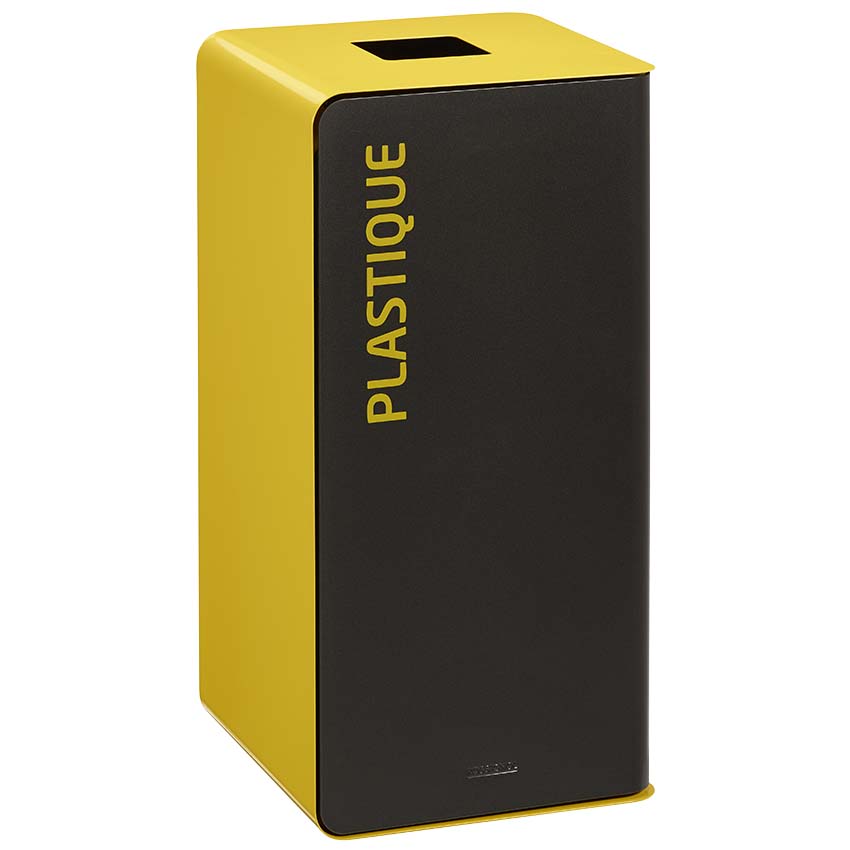 Borne de tri sélectif support sac 75L - Jaune RAL 1021 / Plastique