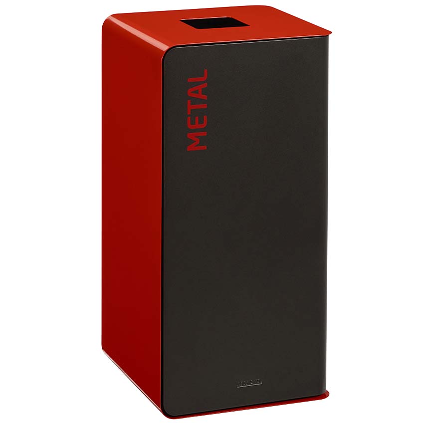 Borne de tri sélectif support sac 75L - Rouge RAL 3020 / Métal