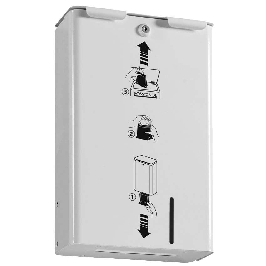 Distributeur sachets périodiques + poubelle 10L - Blanc RAL 9016