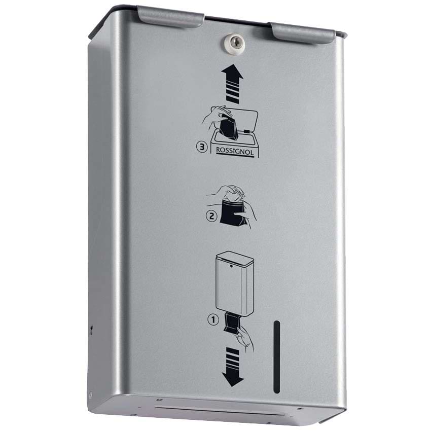 Distributeur sachets périodiques + poubelle 10L - Gris métal RAL 9006