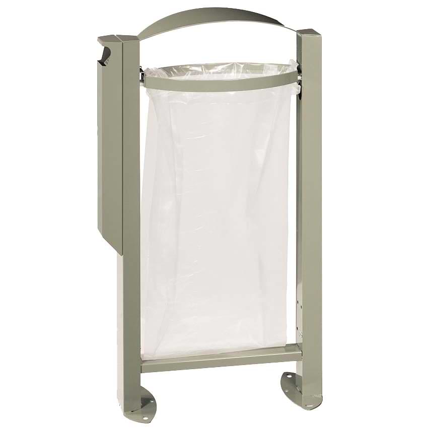 Corbeille support de sac Vigipirate 60L avec cendrier - Gris ciment RAL 7033