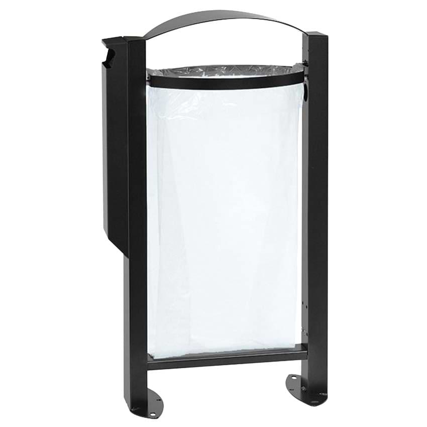 Corbeille support de sac Vigipirate 60L avec cendrier - Gris manganèse