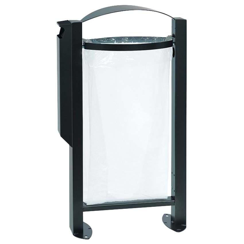 Corbeille support de sac Vigipirate 60L avec cendrier - Gris anthracite RAL 7016